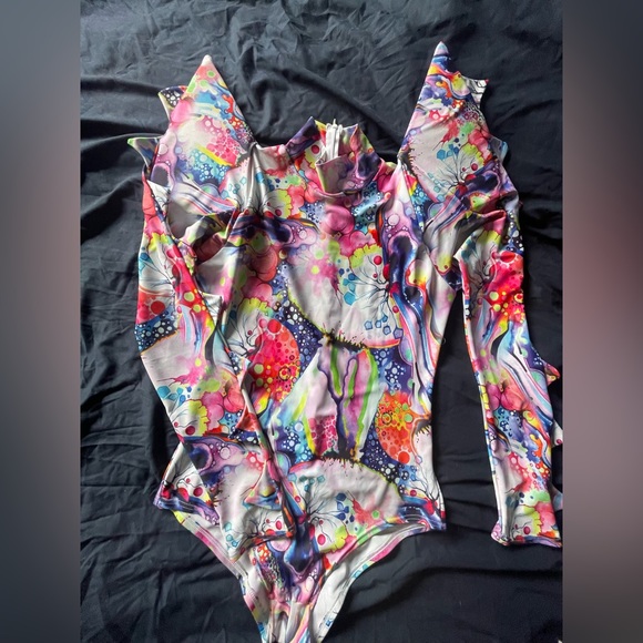 Coquetry Clothing custom made Spiked Mega Sharp Shoulder Romper Dreamscape Print - Picture 12 of 12